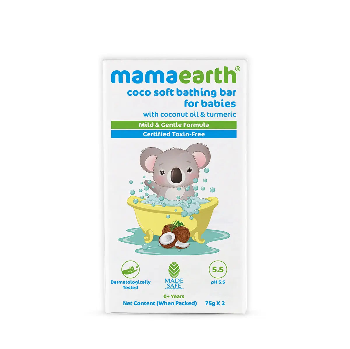 Coco Soft Bathing Bar for Babies with Coconut Oil & Turmeric for Babies Pack of 2 (75g each)