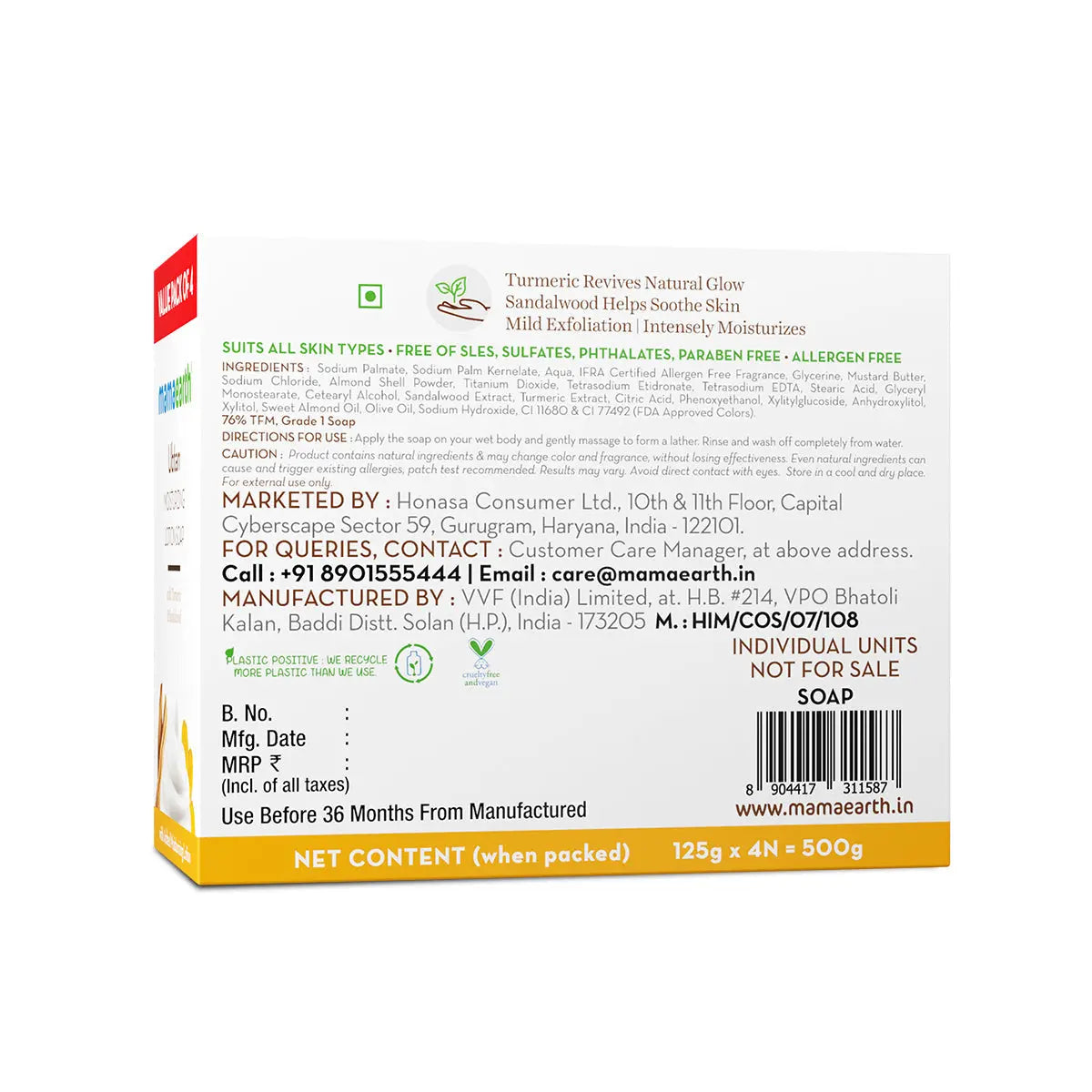 Mamaearth Ubtan Moisturizing Lotion Soap 4 Soaps in One Pack (125g Each)