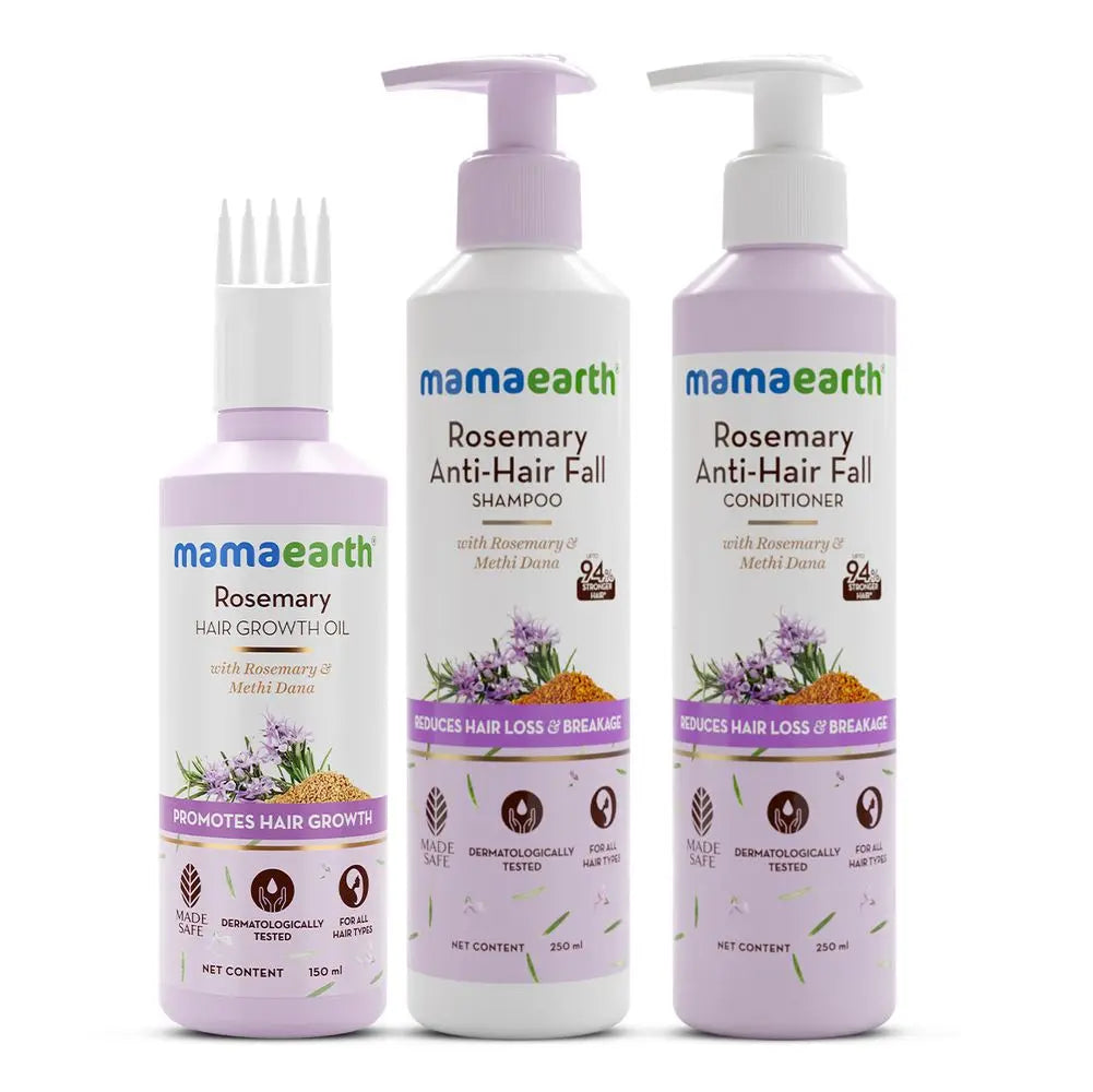 Rosemary HairCare Kits – Shampoo 250ml, Conditioner 250ml & Hair Oil 100ml