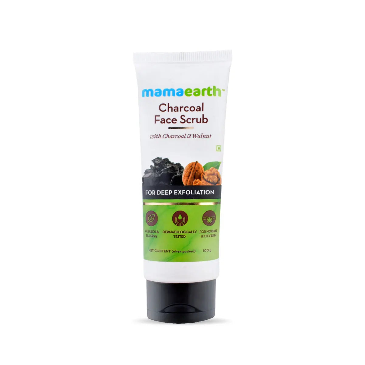 Charcoal Face Scrub For Oily Skin & Normal Skin With Charcoal & Walnut For Deep Exfoliation