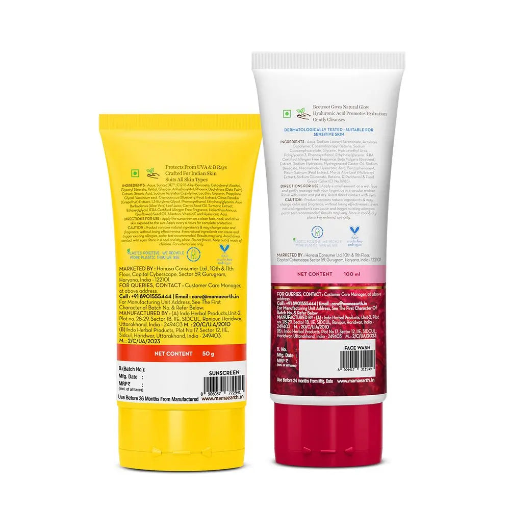 Tan-Free Combo – Lightweight Sunscreen 50g & Gentle Face Wash 100ml