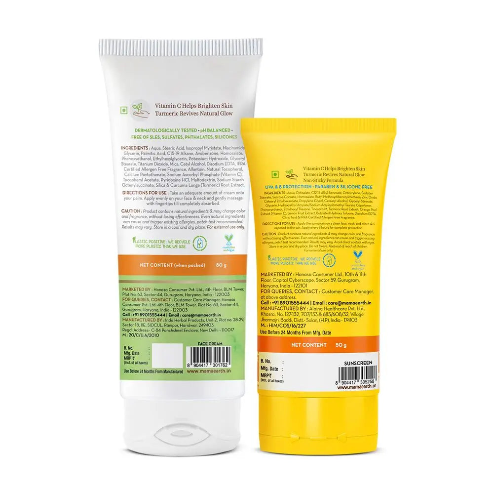 Vitamin C Face Cream 80 g + Daily Glow Sunscreen 50 g -Everyday Skin Essentials