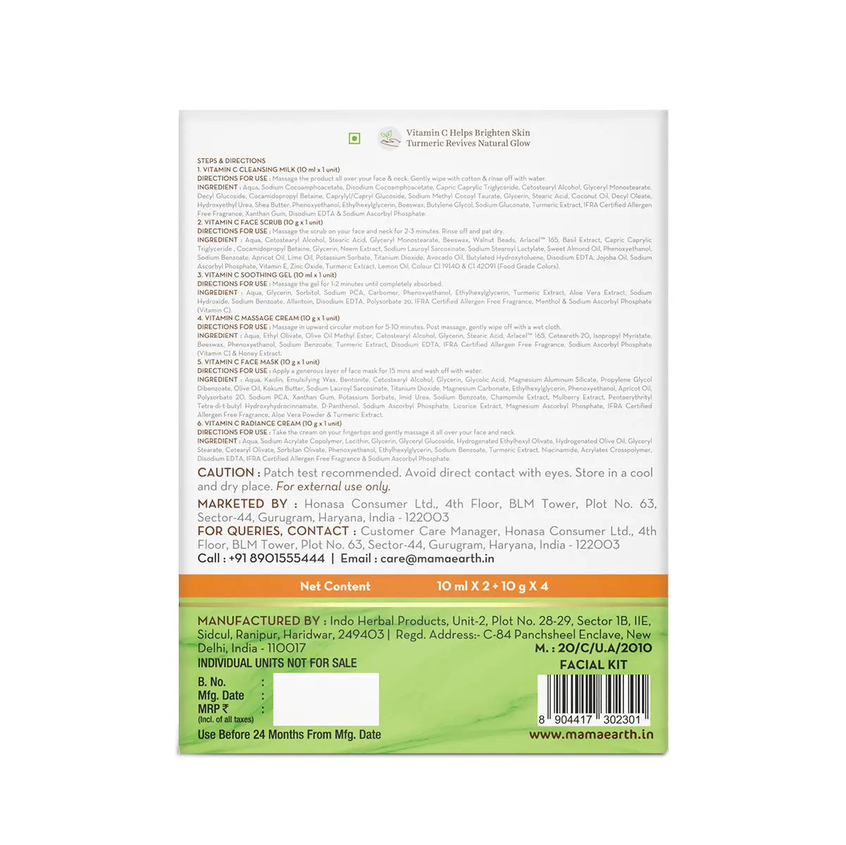 Vitamin C Facial Kit with 6 Products for Every Skincare Step-10ml Each