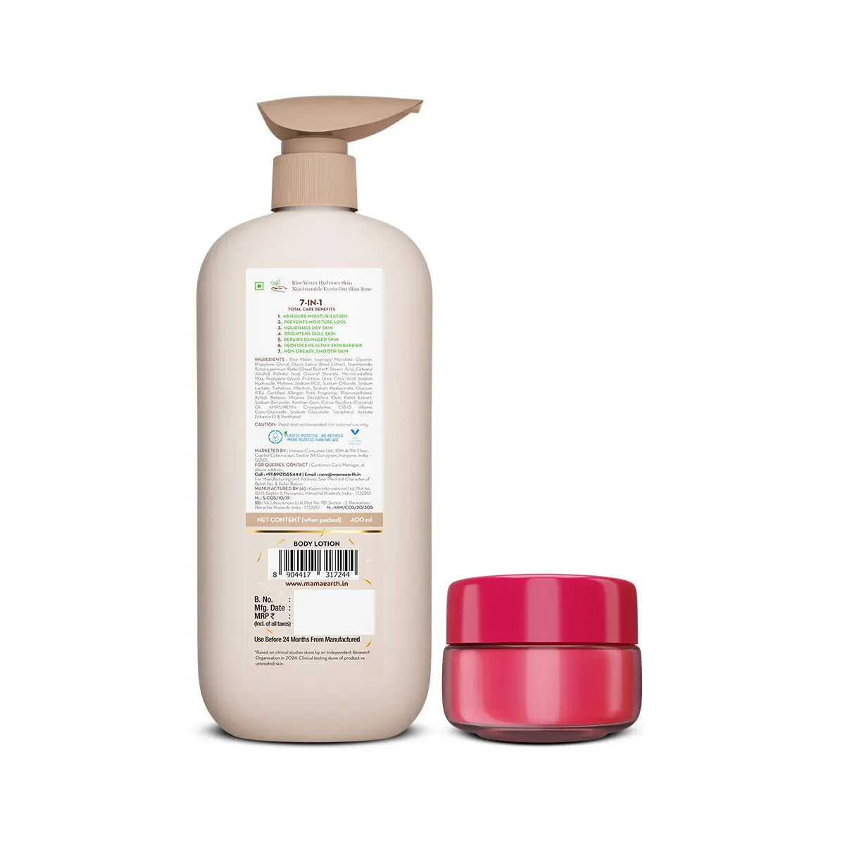 Glass Skin & Glossy Lips Cambo-Rice Water Body Lotion 400ml + Beetroot Lip Balm 15g