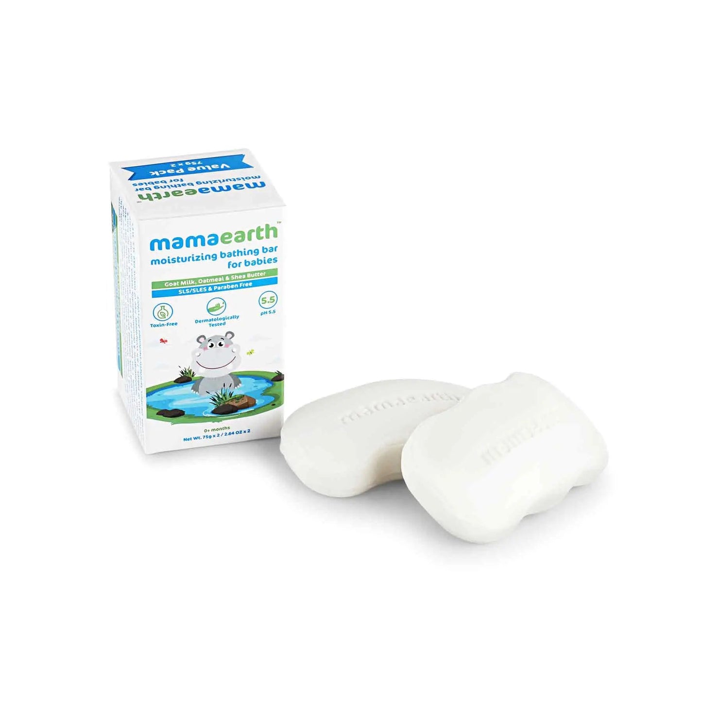 Mamaearth Moisturizing Bathing Bar Soap For Babies pack of 2 (75g each)