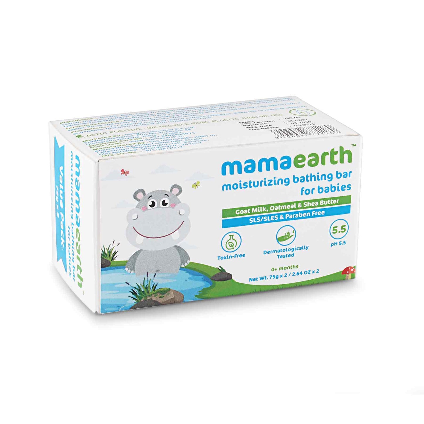 Mamaearth Moisturizing Bathing Bar Soap For Babies pack of 2 (75g each)