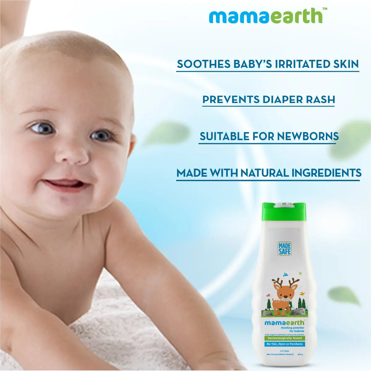 Mamaearth Dusting Powder with Organic Oatmeal & Arrowroot Powder for Babies 300 gm