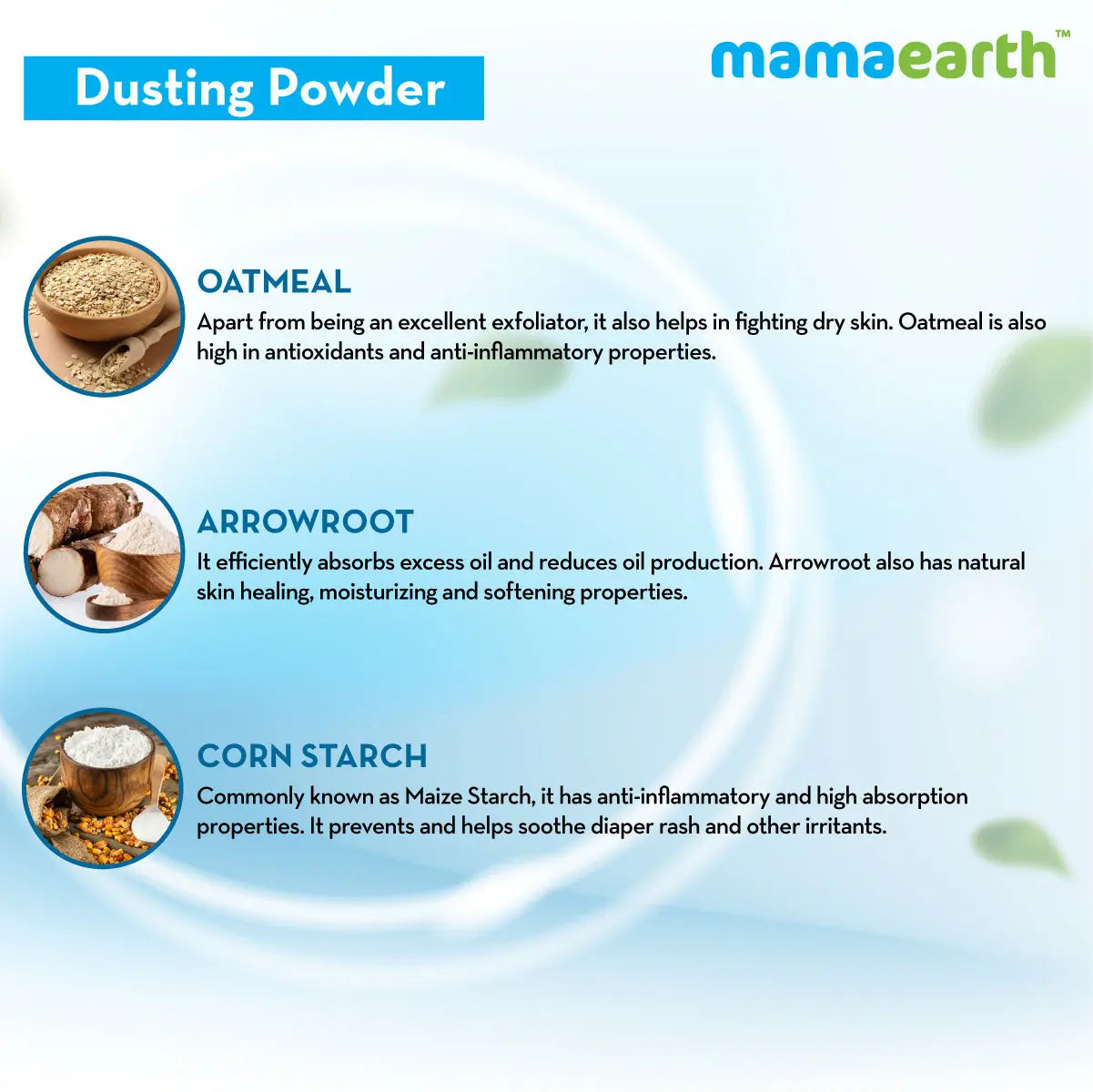 Mamaearth Dusting Powder with Organic Oatmeal & Arrowroot Powder for Babies 300 gm