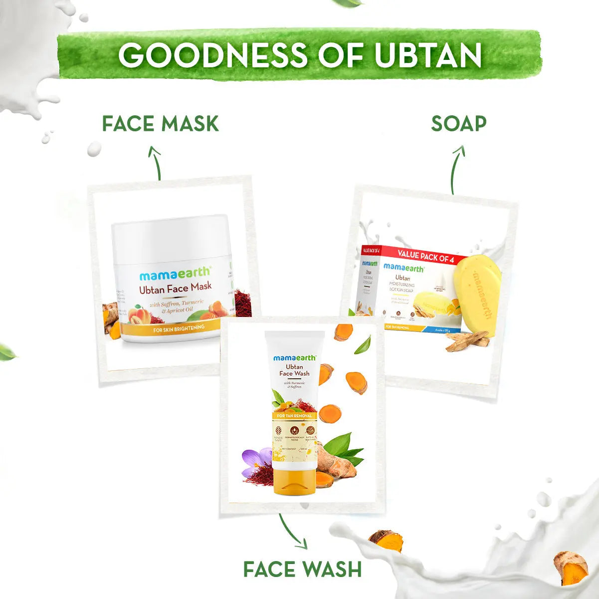 Mamaearth Ubtan Moisturizing Lotion Soap 4 Soaps in One Pack (125g Each)