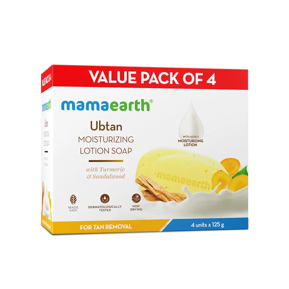Mamaearth Ubtan Moisturizing Lotion Soap 4 Soaps in One Pack (125g Each)