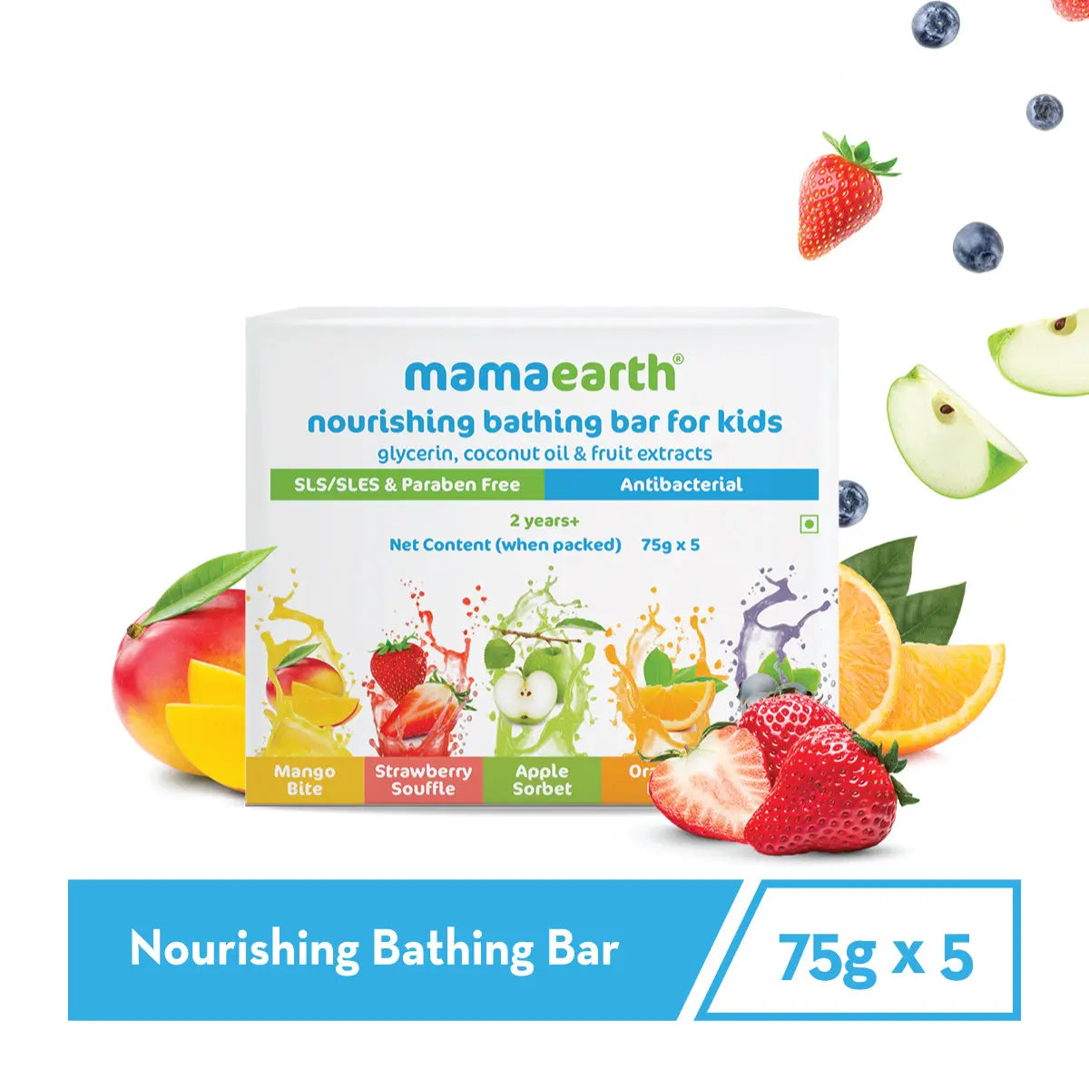 Mamaearth Nourishing Bathing Bar For Kids 5 Soaps in One Pack (75g Each)