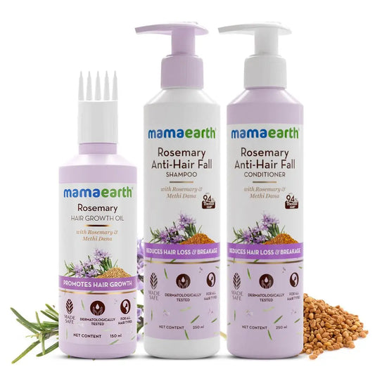 Rosemary Hair Care Kit – Shampoo 250ml, Conditioner 250ml & Hair Oil 100ml