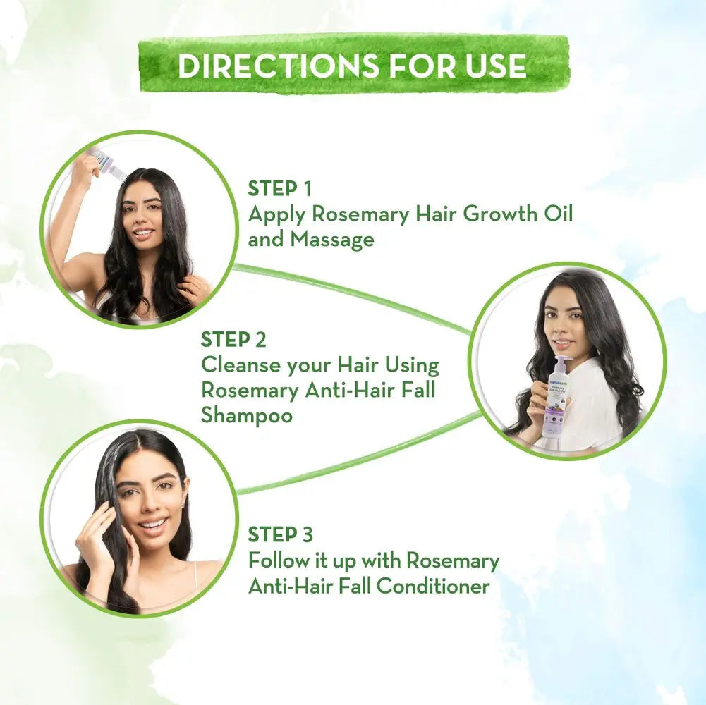 Rosemary HairCare Kits – Shampoo 250ml, Conditioner 250ml & Hair Oil 100ml