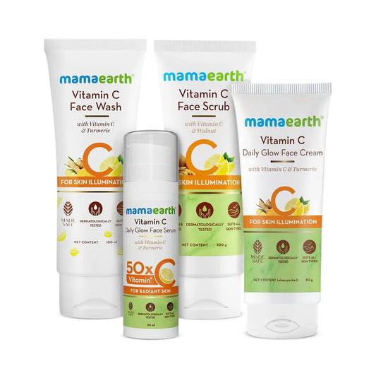 Daily Skin Care Kit with Vitamin C – Face Wash 100ml , Scrub 100g , Cream 80g, Serum 30ml