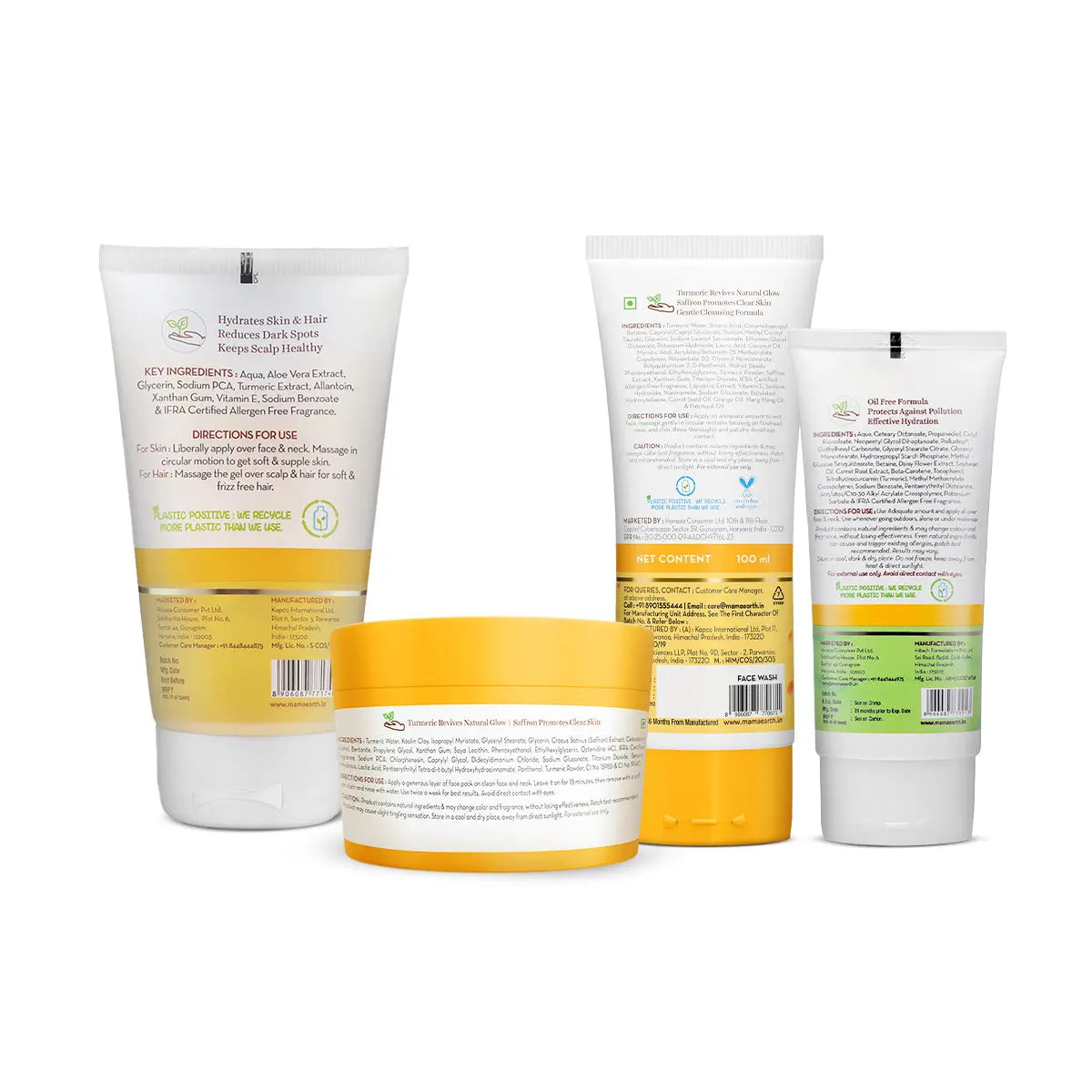 Natural Face Glow Combo-Face Wash 100ml , Face Cream 50g , Face Mask 200gms & Aloe Vera Gel 150 ml