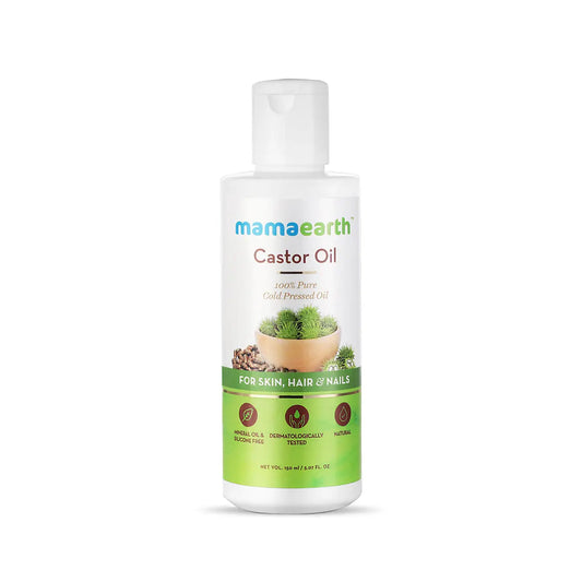 Mamaearth Castor Oil for Healthier Skin Hair and Nails with 100% Pure and Natural Cold-Pressed Oil 150 ml