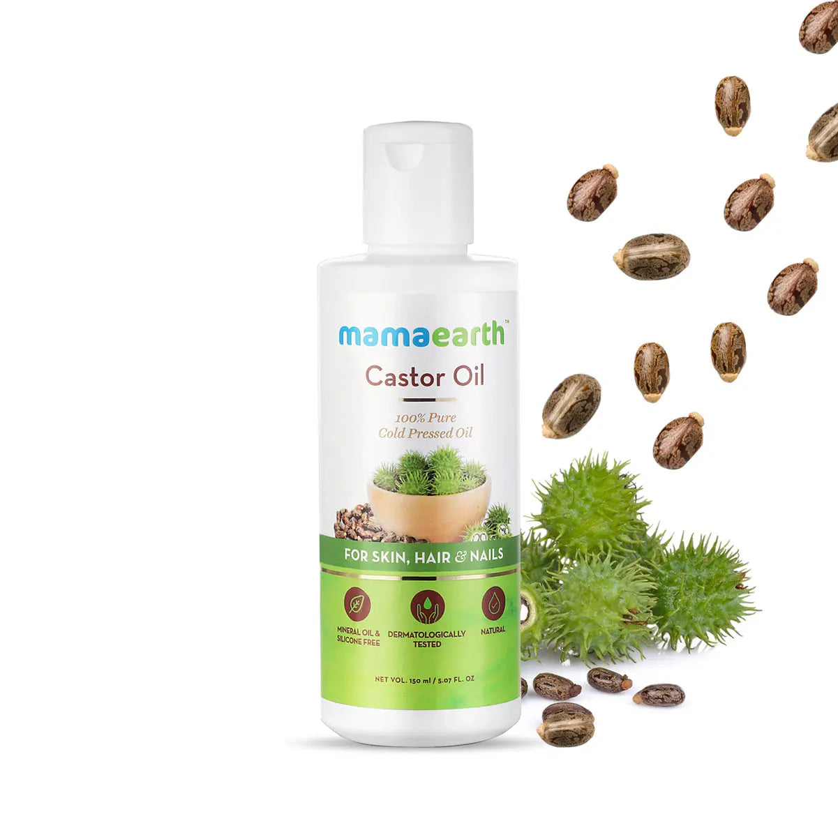 Mamaearth Castor Oil for Healthier Skin Hair and Nails with 100% Pure and Natural Cold-Pressed Oil 150 ml