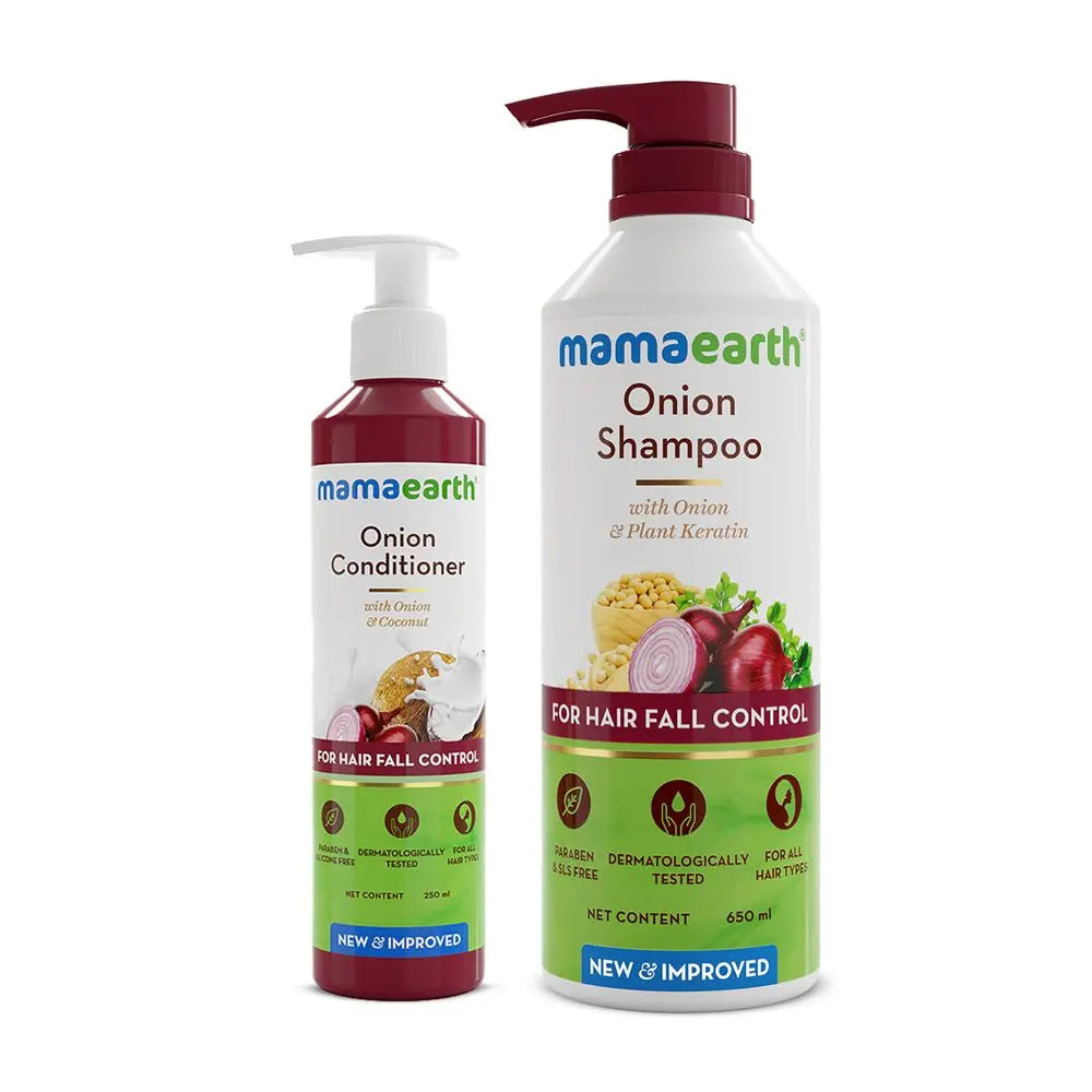 Mamaearth Onion Hair Care Combo – Shampoo 650 ml + Conditioner 250 ml