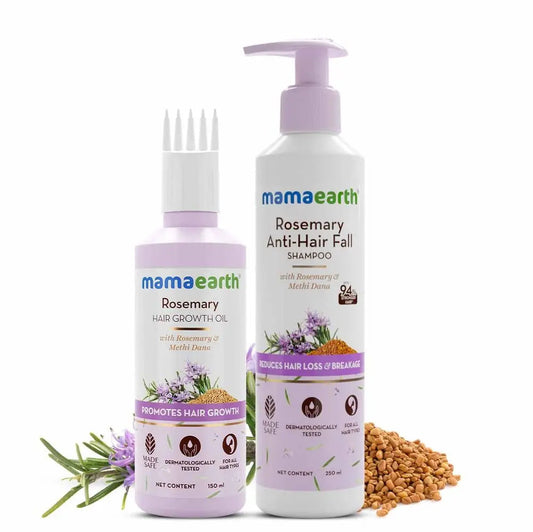 Rosemary Hair Oil 150ml & Anti-Hair Fall Shampoo 250ml with Methi Dana-Combo