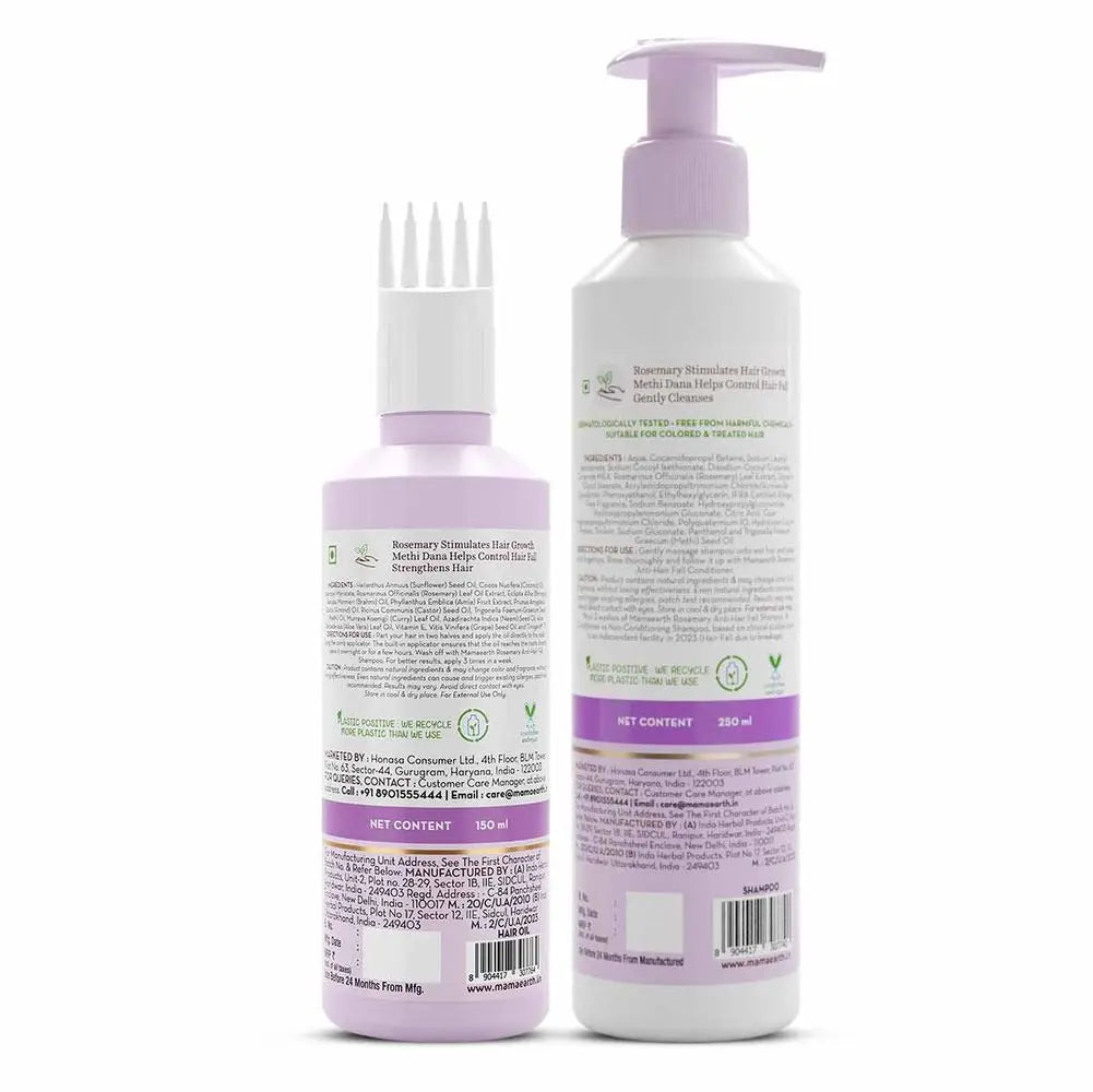 Rosemary Hair Oil 150ml & Anti-Hair Fall Shampoo 250ml with Methi Dana-Combo