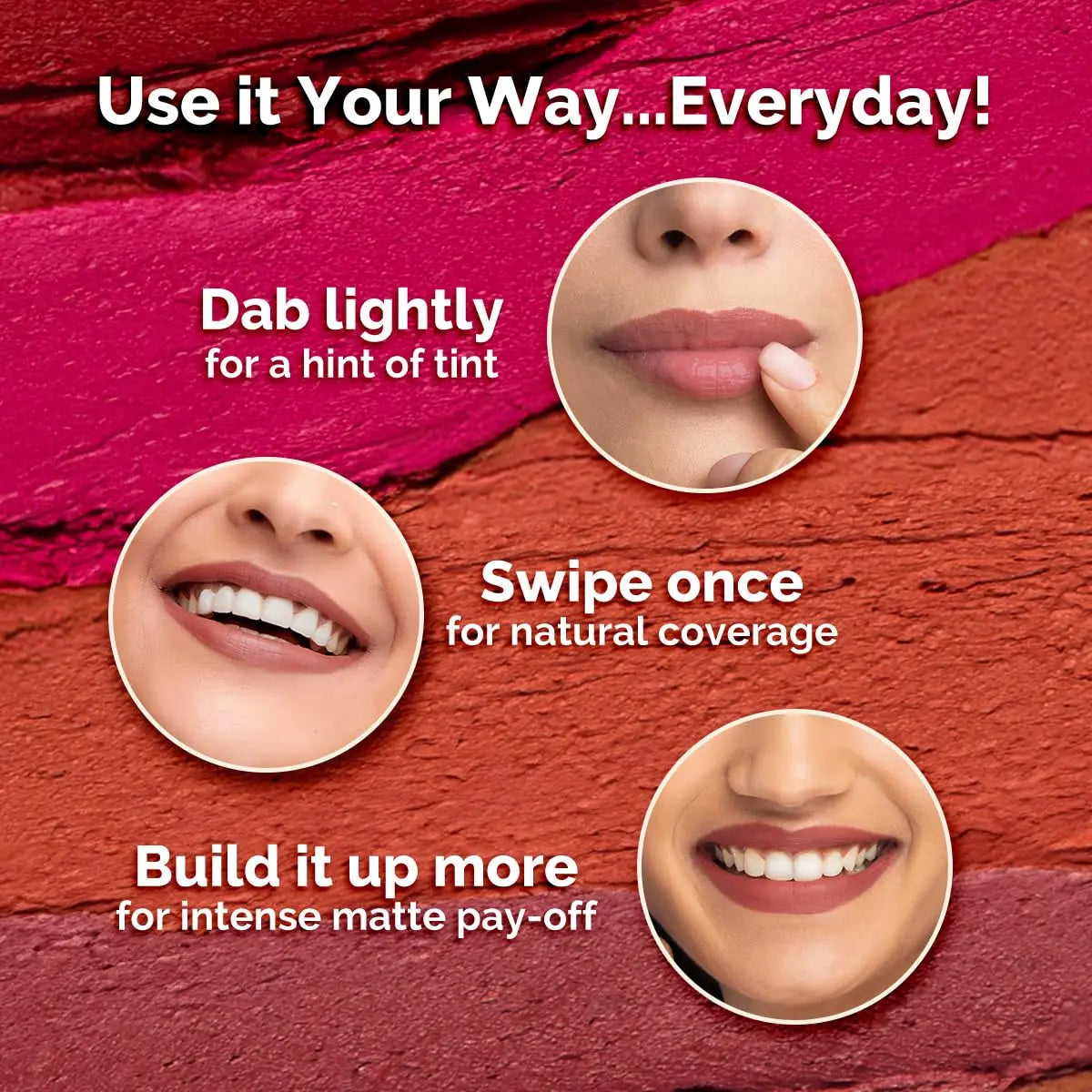 Moisture Matte Longstay Lipstick Pack Of 3 Minis - Nude Perfection (0.7 Gm Each)
