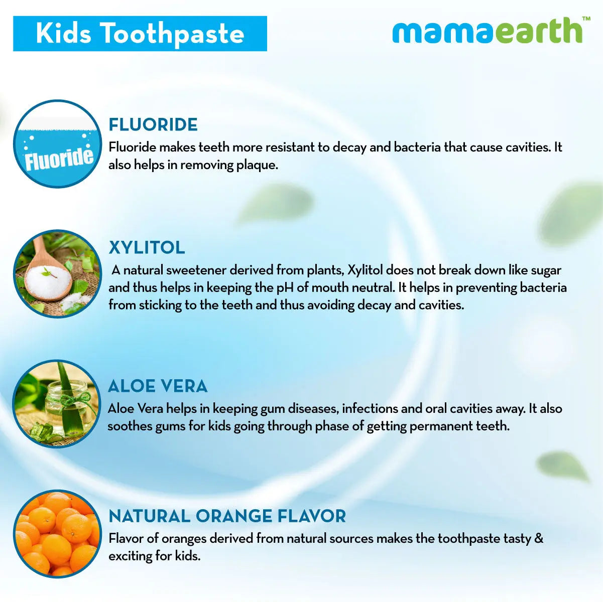 Mamaearth Sulfate Free Awesome Orange Toothpaste For Kids With Fluoride 50 gm