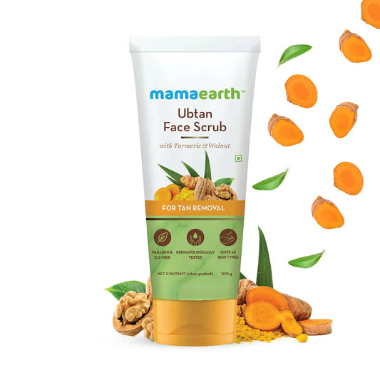 Mamaearth Ubtan Face Scrub with Turmeric & Walnut for Tan Removal 100 gm