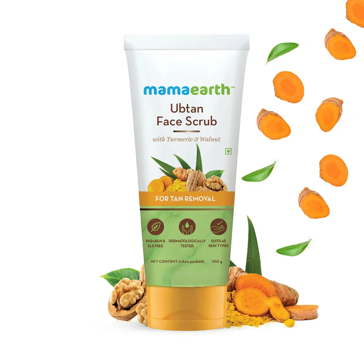 Mamaearth Ubtan Face Scrub with Turmeric & Walnut for Tan Removal 100 gm