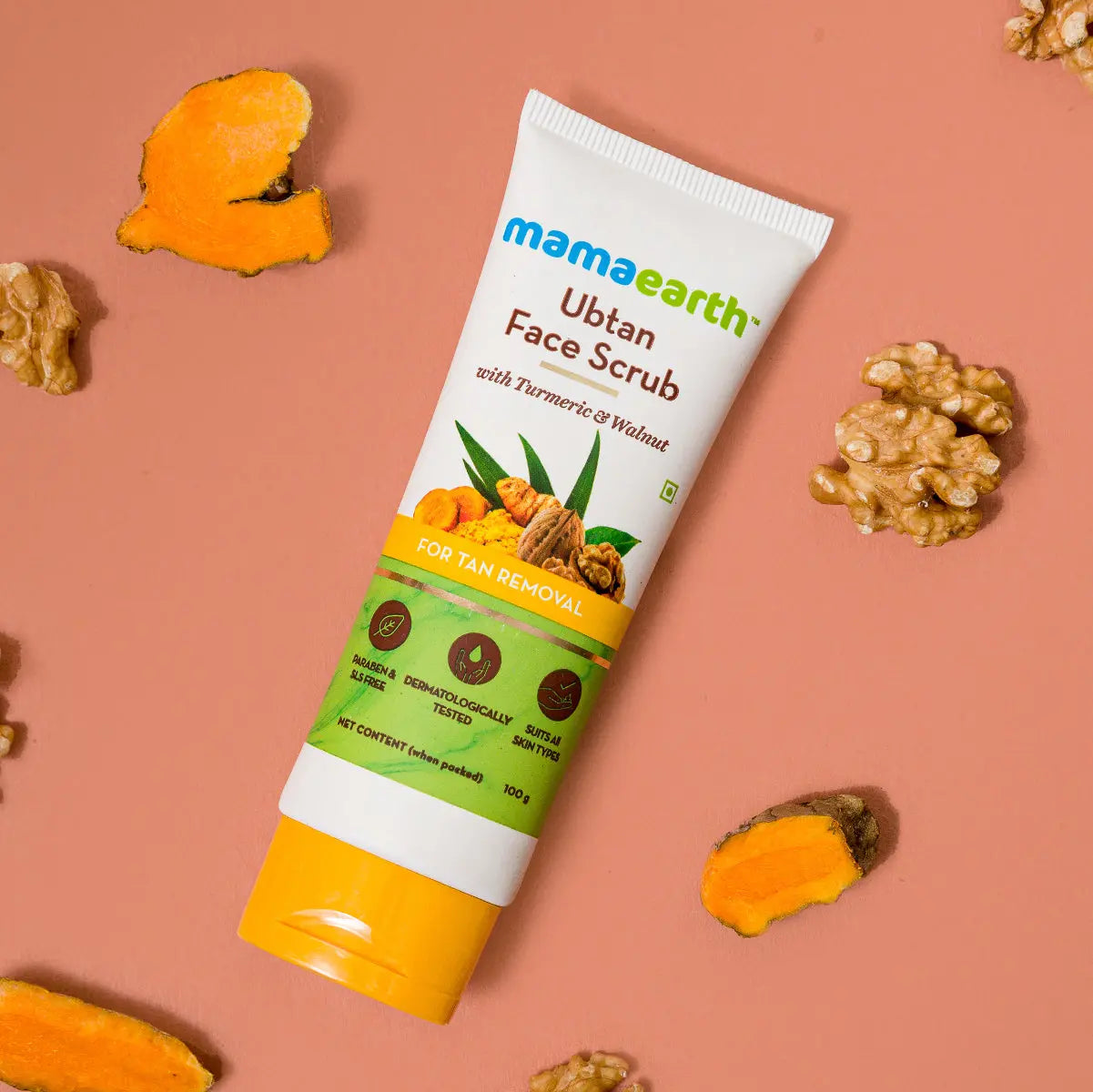 Mamaearth Ubtan Face Scrub with Turmeric & Walnut for Tan Removal 100 gm