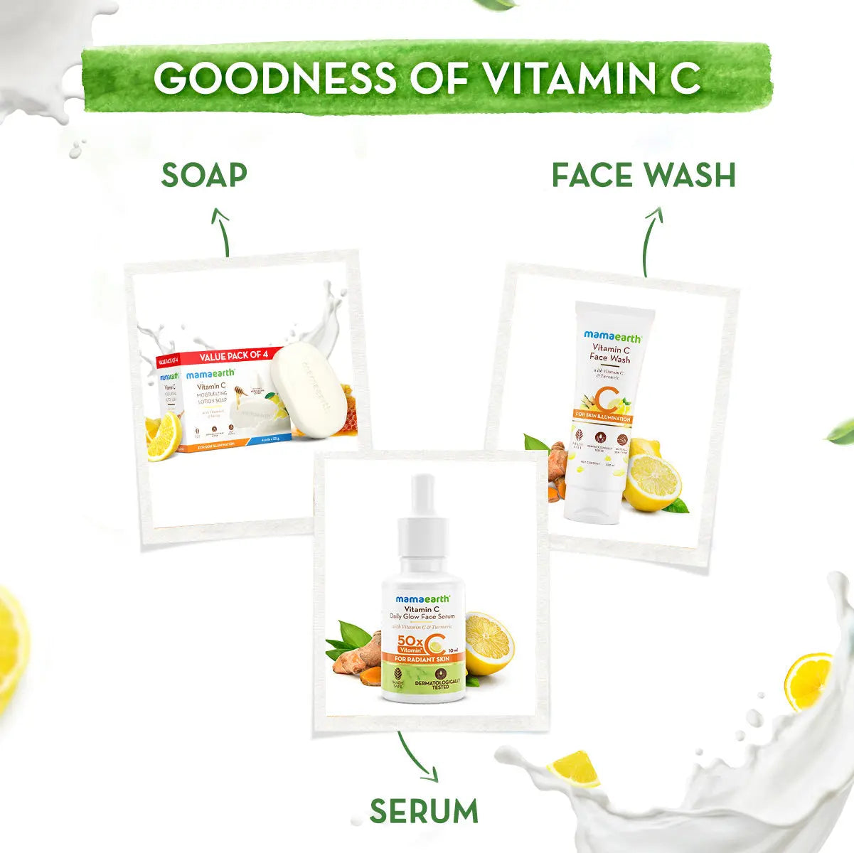 Mamaearth Vitamin C Moisturizing Lotion Soap Single Pack with 4 Soaps,125 g Each