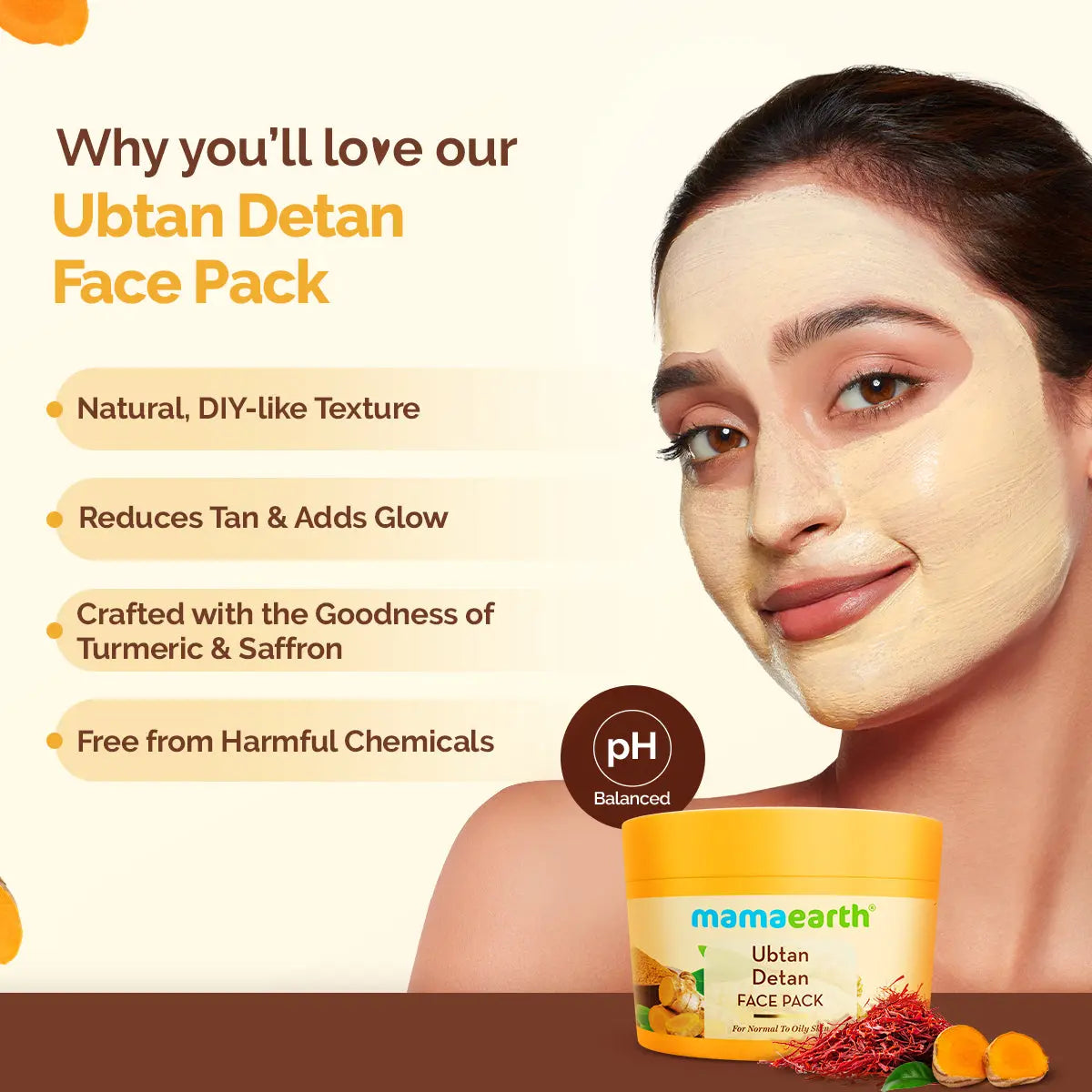 Ubtan Detan Face Pack for Tan Removal & Brighter Skin Glow