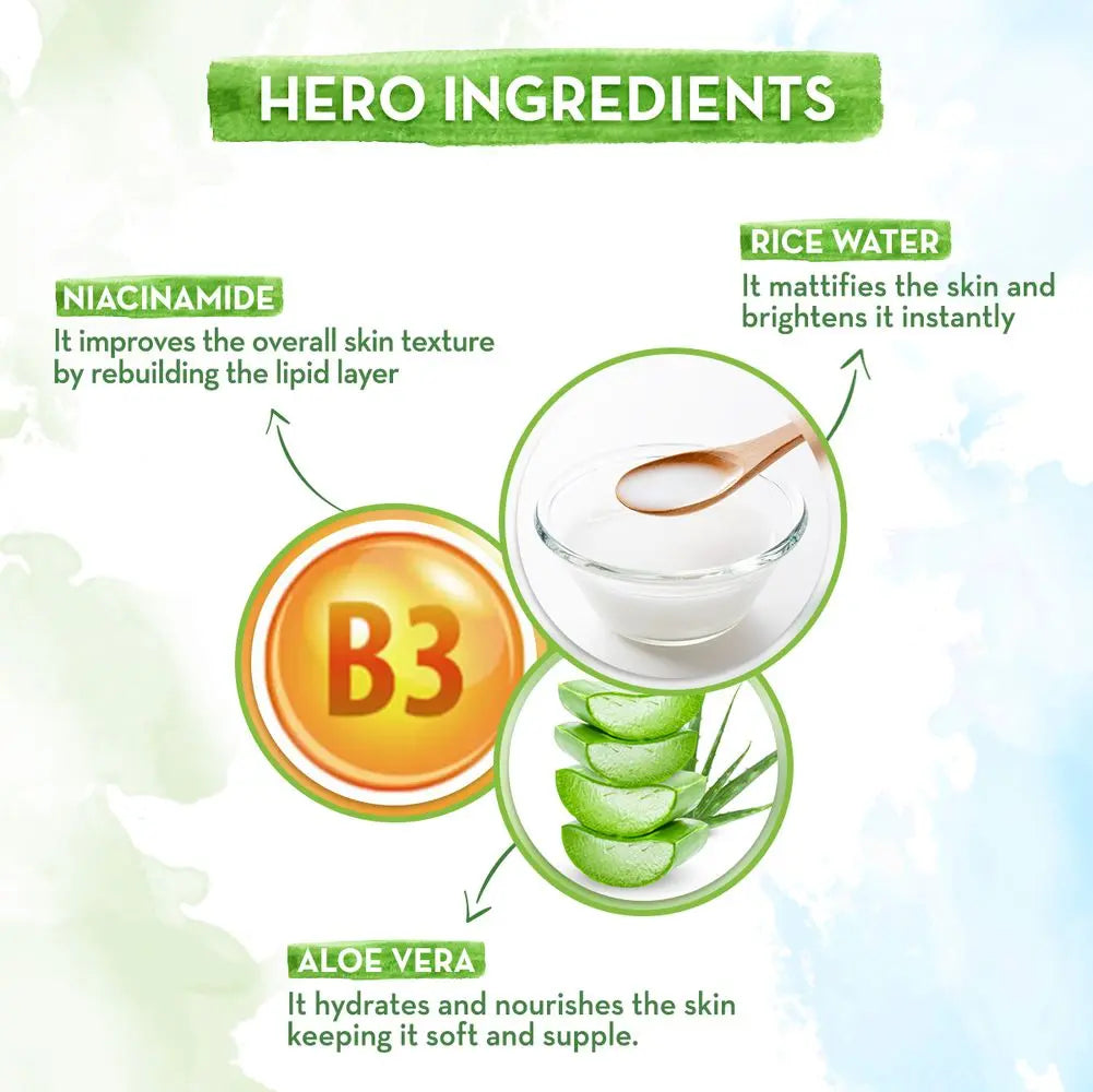 Mamaearth Rice Oil-Free Face Moisturizer With Rice Water & Niacinamide for Glass Skin