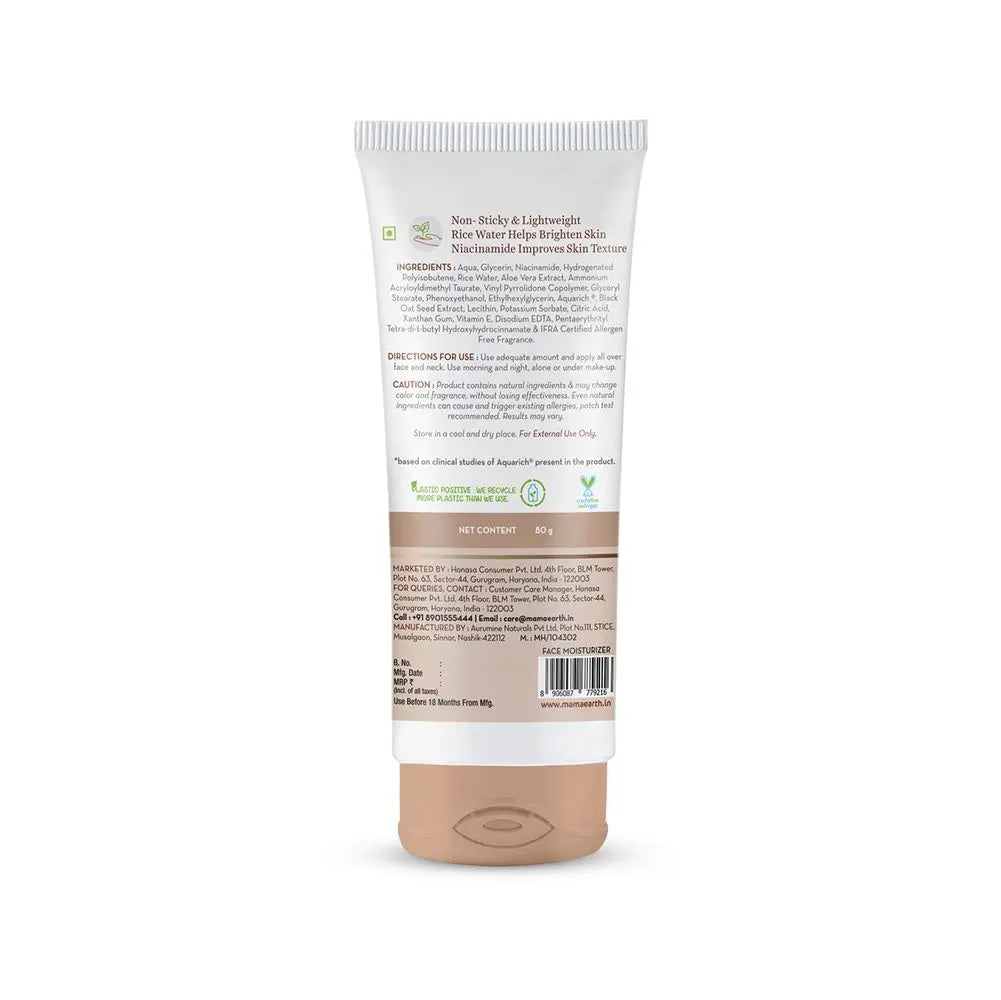 Mamaearth Rice Oil-Free Face Moisturizer With Rice Water & Niacinamide for Glass Skin