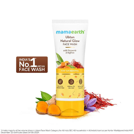 Mamaearth Ubtan Natural Glow Face Wash with Turmeric & Saffron for Tan Removal