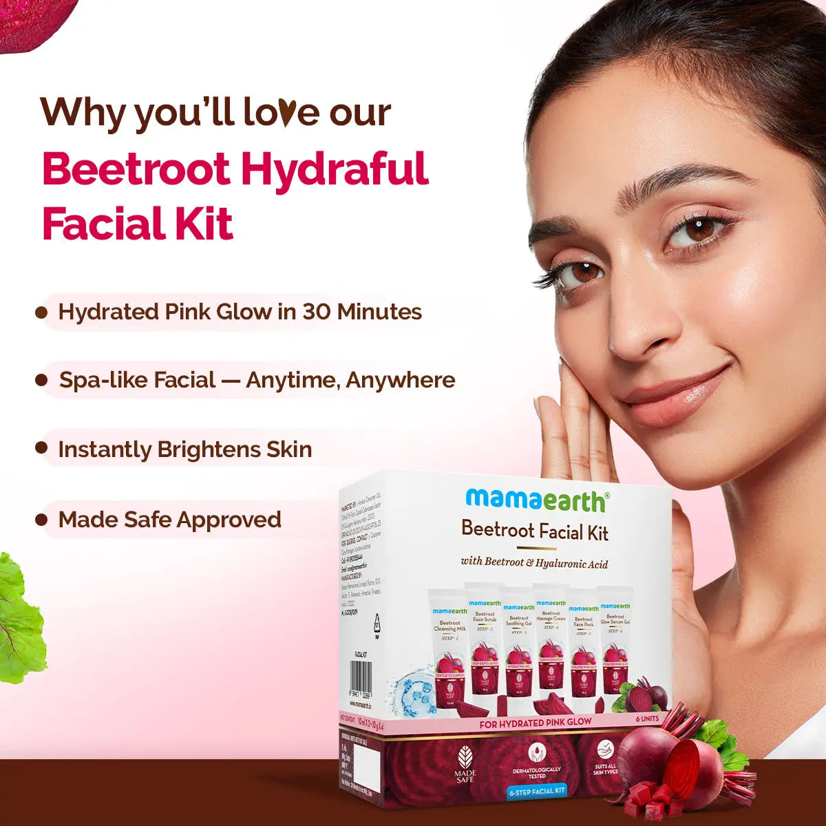 Beetroot Hydraful Facial Kit with 6 Products for Every Skincare Step-10ml Each