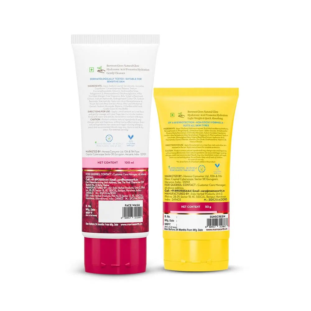 Beetroot Face Wash 100 ml + Sunscreen 50 g | Everyday Skincare Combo
