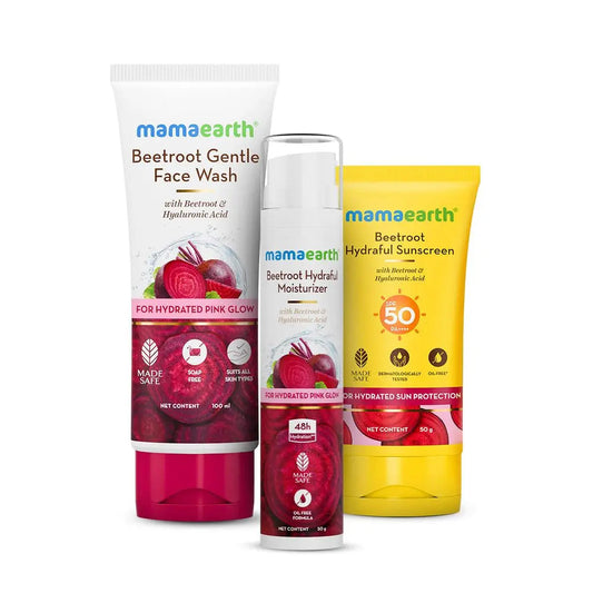 Beetroot Facial Kit-Face Wash 100 ml, Moisturizer 50 g & Sunscreen 50 g|All-in-One Daily Essentials
