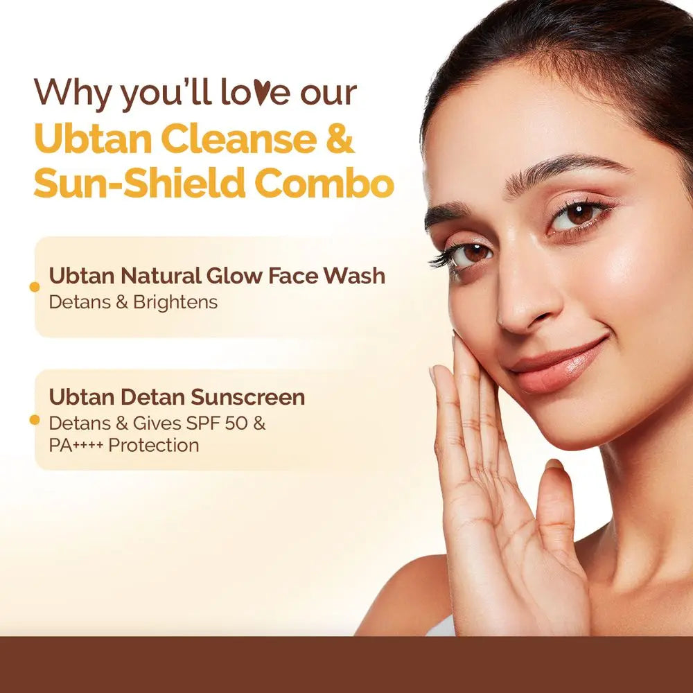 Ubtan Face Wash 100 ml & Ubtan Sunscreen 50 g with Turmeric and Saffron-Combo