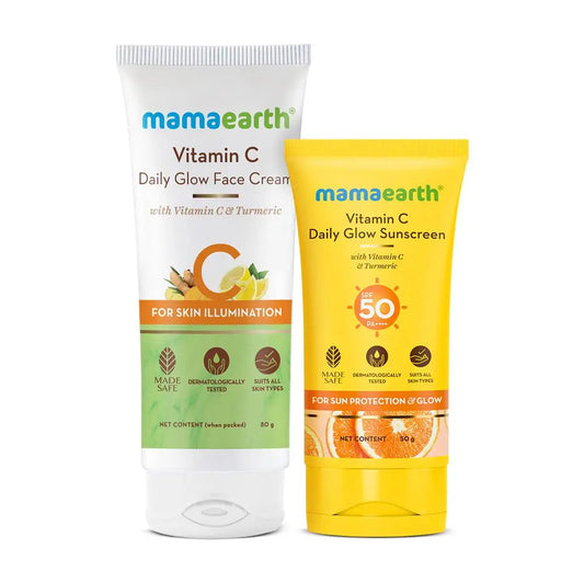 Vitamin C Face Cream 80 g + Daily Glow Sunscreen 50 g -Everyday Skin Essentials