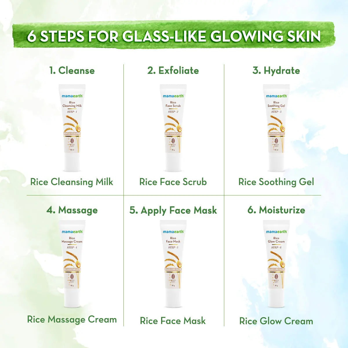 Home Facial Kit with Rice Water for Glowing Skin Care Routine